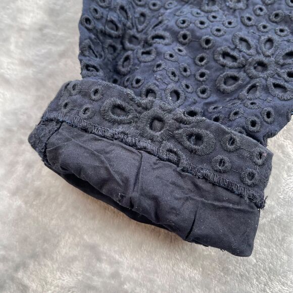 J Crew Pants 0 Navy Blue Pinwheel Eyelet Embroidery Cafe Capri 65899 - Picture 7 of 16